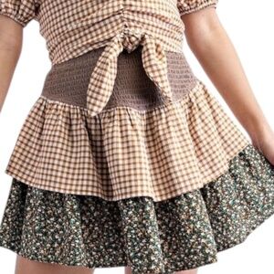 🌺 NWT Easel Western BOHO Rodeo Ruffle Patchwork Mini Skirt Women's Sz S M L NEW